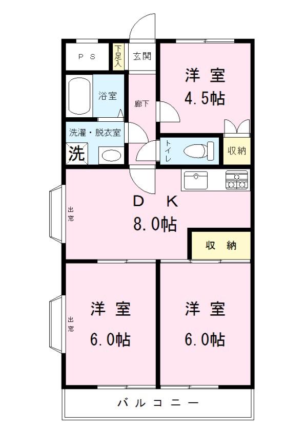 川辺マンション(3DK/3階)の間取り写真