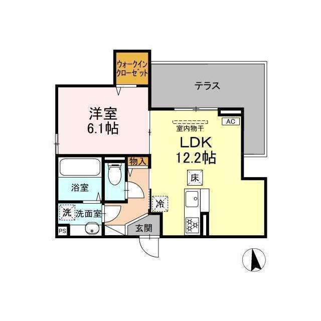 GRAND D-ROOM大手(1LDK/1階)の間取り写真