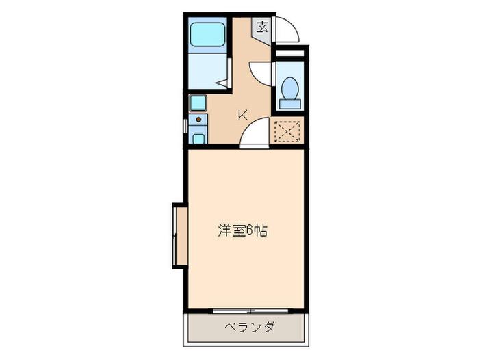 プリンセス西新(1K/4階)の間取り写真