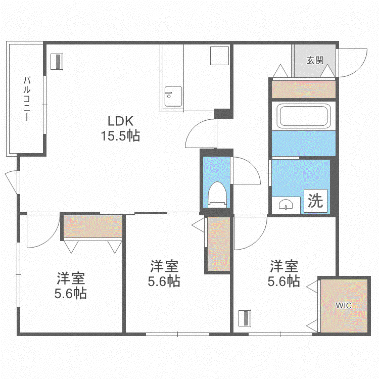 BRAMA南18条(3LDK/5階)の間取り写真
