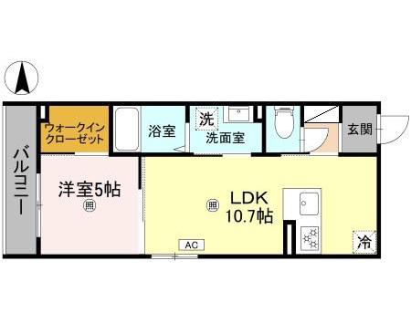 VELLEDORE(1LDK/2階)の間取り写真