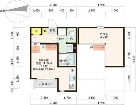ZEN GARDEN APARTMENT - SAKAE(1K/2階)の間取り写真