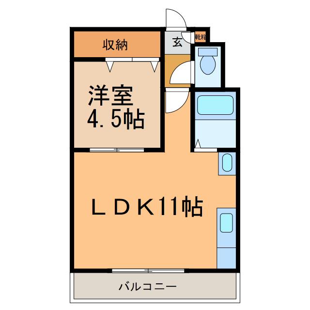 セノンハイツ(1LDK/3階)の間取り写真