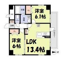 PーSQUARE SHUMOKU III(2LDK/10階)の間取り写真