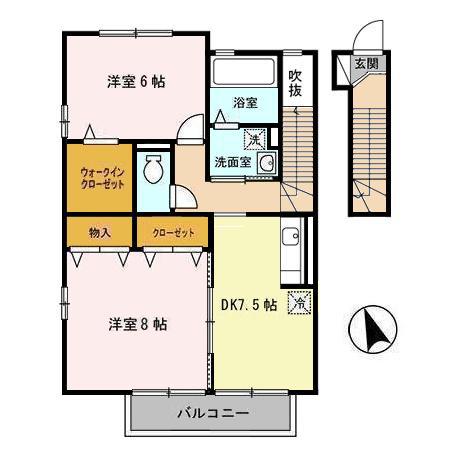 リビングタウン飯田E(2DK/2階)の間取り写真