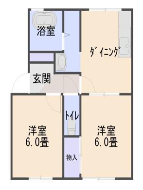 ボナール・ハイム(2DK/2階)の間取り写真