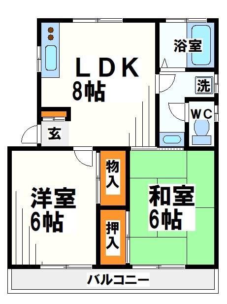 リバーハウス(2LDK/1階)の間取り写真