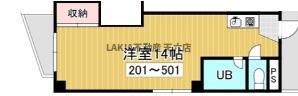 ハイツ上新小松(1K/4階)の間取り写真