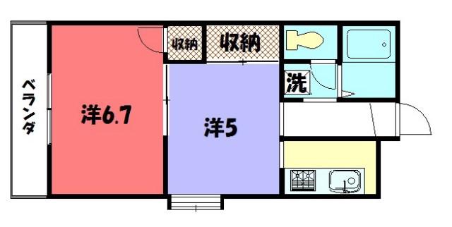 ハイツ中山(2K/2階)の間取り写真
