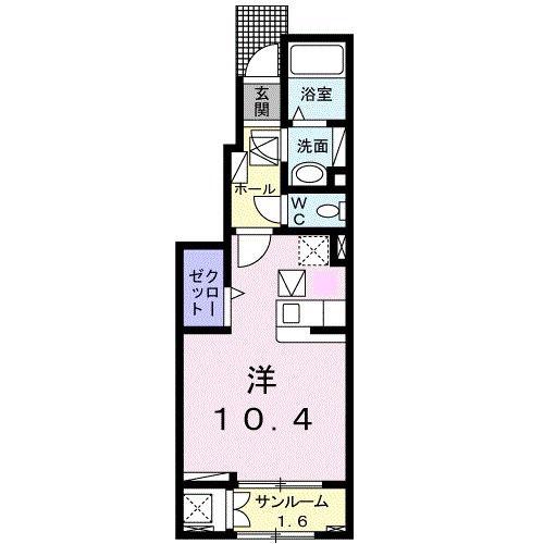 サンライズ(ワンルーム/1階)の間取り写真