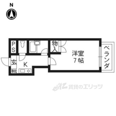 セカンドコンフォート(1K/4階)の間取り写真