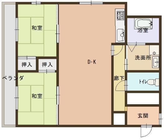末広マンション(2DK/4階)の間取り写真