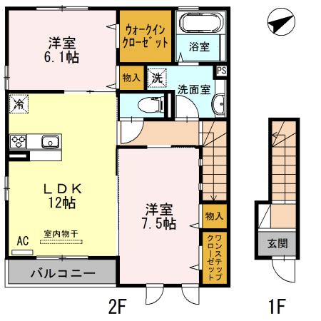 ジュビラント(2LDK/1階)の間取り写真