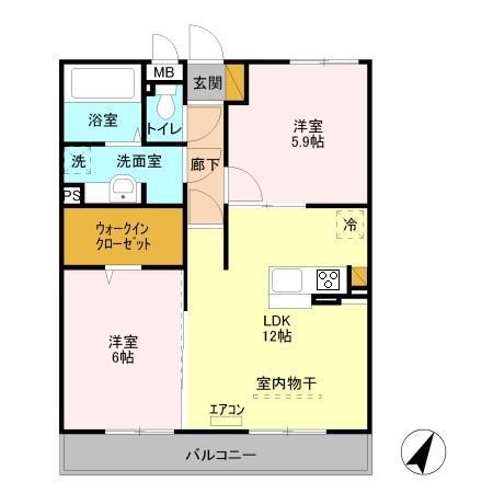 D-ROOM与野公園ROSEPARK(2LDK/3階)の間取り写真
