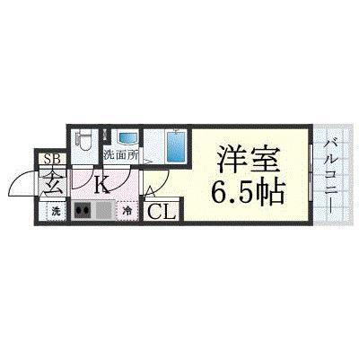 エスリード弁天町桜通レジデンス(1K/9階)の間取り写真