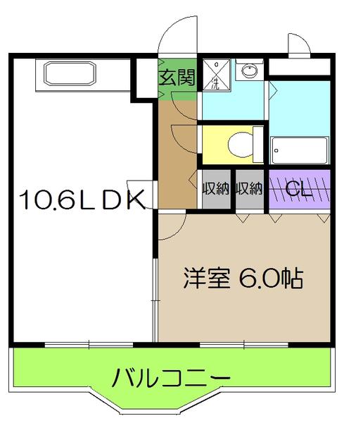 マリベールFK二葉(1LDK/3階)の間取り写真