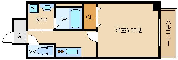 FREEDOMRESIDENCE(1K/5階)の間取り写真