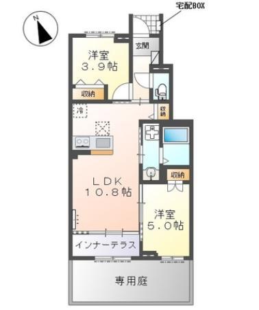 サンビスタ(2LDK/1階)の間取り写真