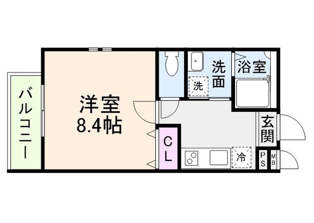 フジパレス喜連西ノース(1K/3階)の間取り写真