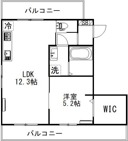 サンクトゥスコート上馬(1LDK/3階)の間取り写真