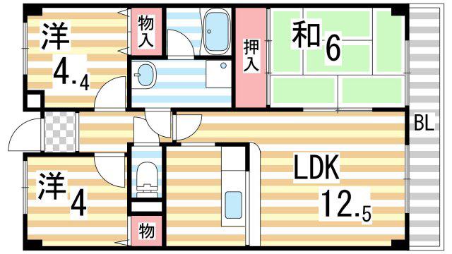 エコーハイツ(3LDK/1階)の間取り写真