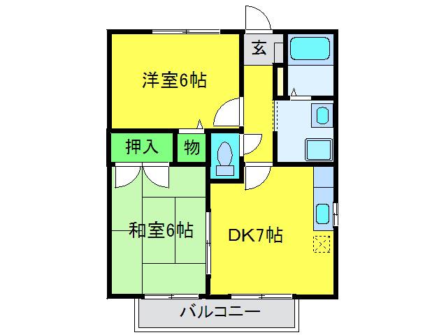 西川ハイツ(2DK/2階)の間取り写真