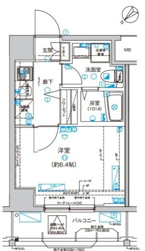 フロンティア横濱イースト(1K/2階)の間取り写真