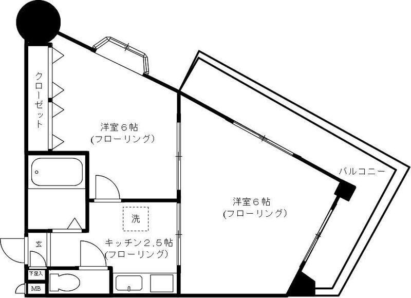 ドリーム六本松(2K/6階)の間取り写真
