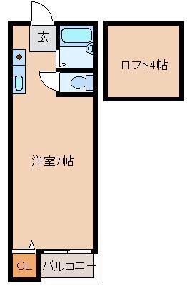 ワイズココ(ワンルーム/2階)の間取り写真