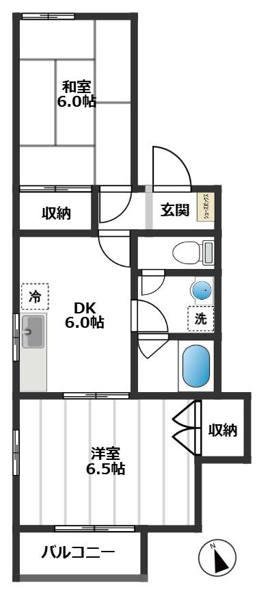 ポンテ常盤台(2DK/1階)の間取り写真