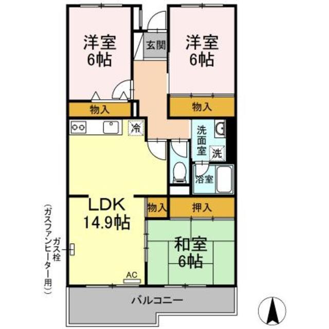 レジデンス新百合ヶ丘(3LDK/3階)の間取り写真
