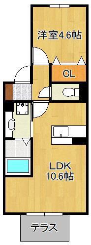 ARIETTA東貫(1LDK/1階)の間取り写真