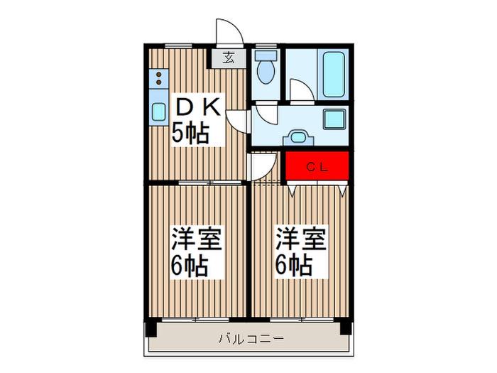 WADA10(2DK/4階)の間取り写真