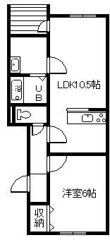 イーストコート(1LDK/2階)の間取り写真