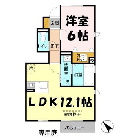 ゴールドパストラルⅦ(1LDK/1階)の間取り写真
