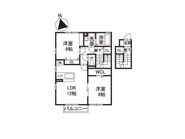 ブリリアントY D(2LDK/2階)の間取り写真