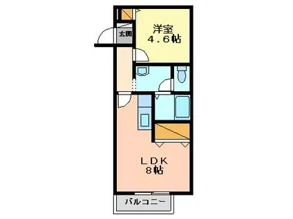 サンビレッジ曙(1DK/2階)の間取り写真