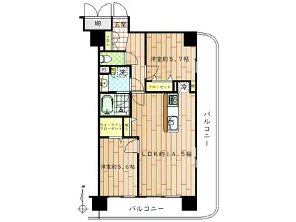 アムス野方(2LDK/3階)の間取り写真