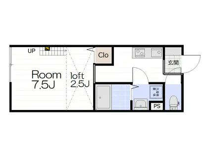 パーチェ問屋駅前A(1K/1階)の間取り写真