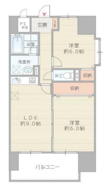 ラ・フォーレ久宝園(2LDK/7階)の間取り写真