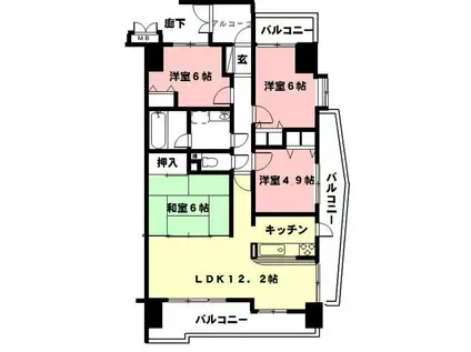 ダイアパレス・ステーションプラザ新岐阜(4LDK/7階)の間取り写真