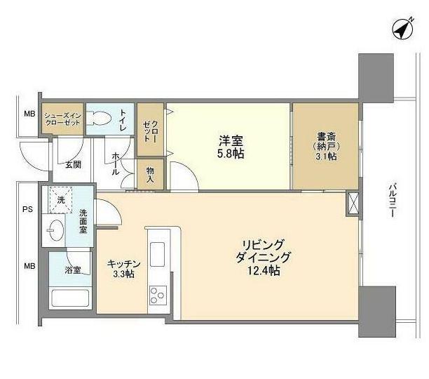 リガーレ日本橋人形町(1SLDK/14階)の間取り写真