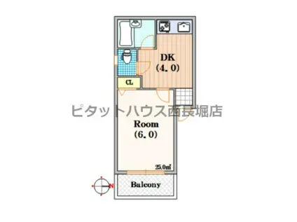 江戸堀コーポ(1DK/5階)の間取り写真