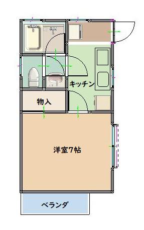 カンパネーレハウス(1K/1階)の間取り写真