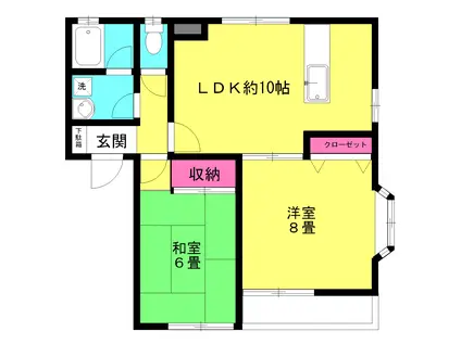 スチームクレスト(2LDK/2階)の間取り写真