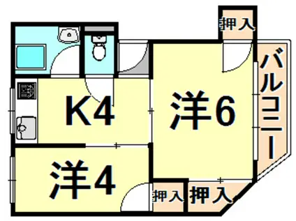 濱田マンション(2K/2階)の間取り写真