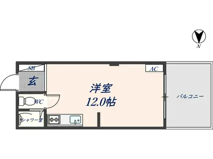 カワグチ瓢箪山ビル(ワンルーム/3階)の間取り写真