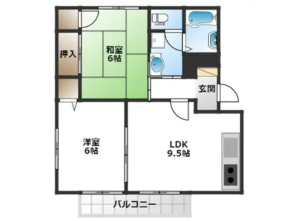 日恵ハイツA棟(2LDK/2階)の間取り写真