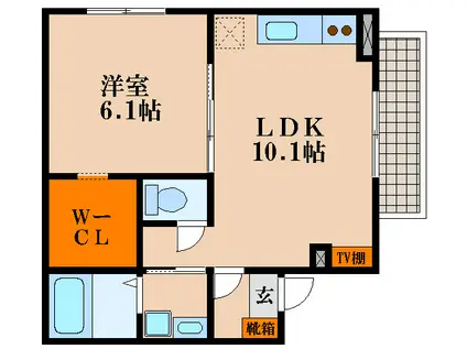 RFマンション大戌亥(1LDK/1階)の間取り写真