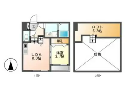 アーク名古屋(1LDK/1階)の間取り写真